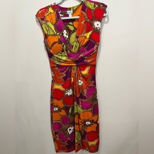 Cache VTG 90s Y2K Ruched Floral Party Dress Cruise Resort